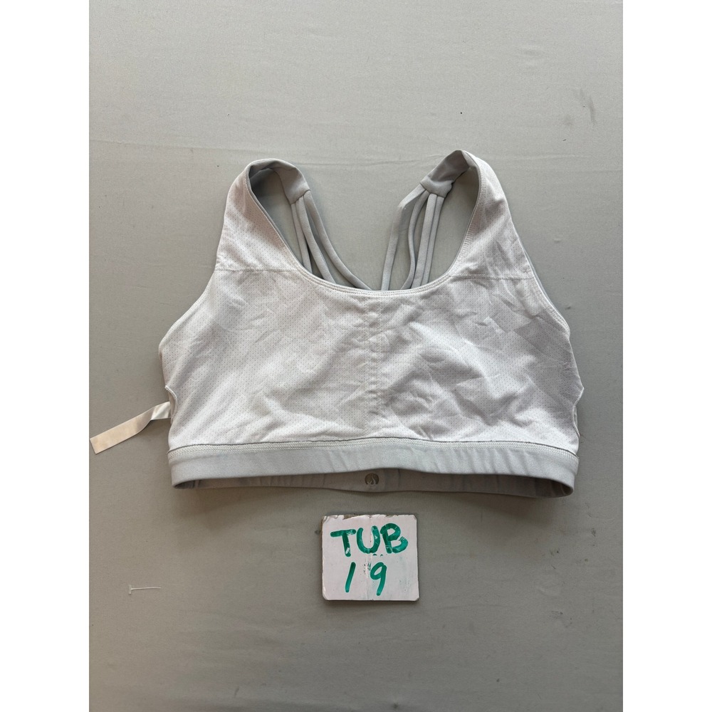 Lululemon Free To Be Elevated Bra Light Gray Strappy Back Perforated Yoga XL
